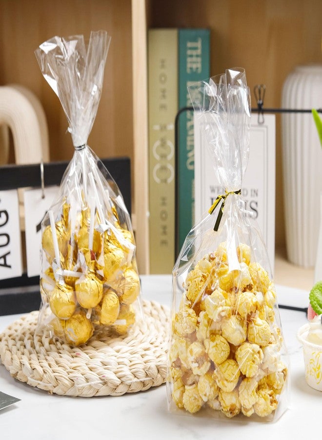 NPLUX 100 Pack Cellophane Bags Clear Flat bottom Cellophane Treat Bags Gusseted with 100 Pack Twist Ties for Candy Popcorn Cookie Small Gift Wrapping(5x8x2 Inches) - Image 2